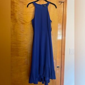 High Low Crepe Halter Midi Dress